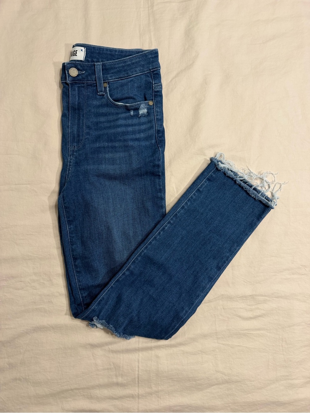 Paige Distressed Straight Leg Jeans Size 27 Blue